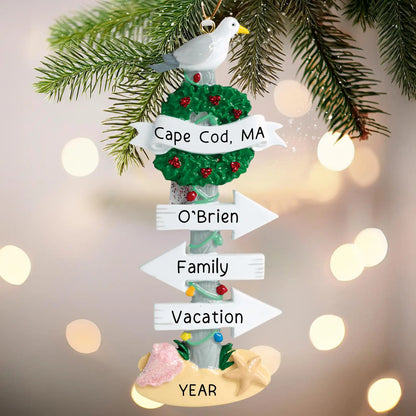 Adorno navideño con letreros de playa 