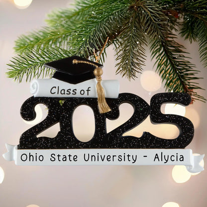 Class of 2025 - Personalized Graduation Ornament (Black)