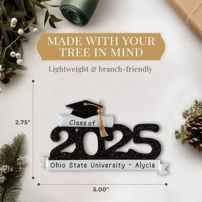 Class of 2025 - Personalized Graduation Ornament (Black)