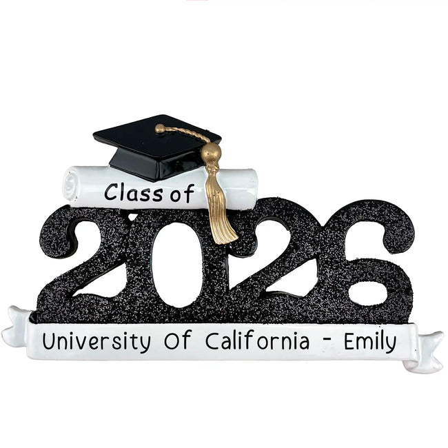 Class of 2026 Personalized Graduation Ornament Black personalized graduation tree keepsake