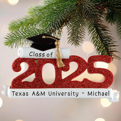 Class of 2025 - Personalized Graduation Ornament (Red)