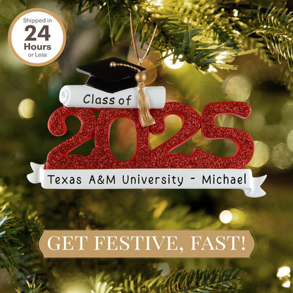 Class of 2025 - Personalized Graduation Ornament (Red)