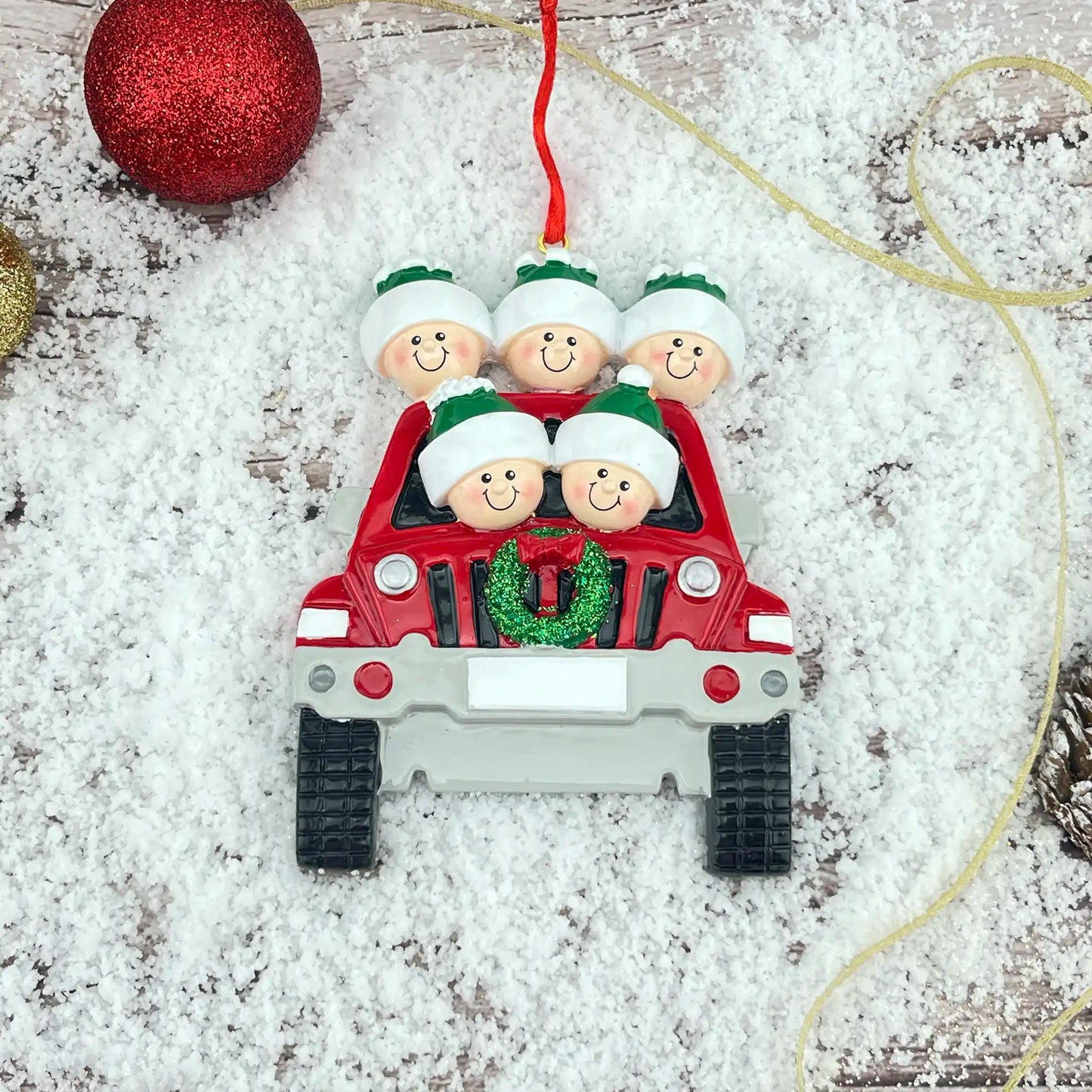Adorno navideño SUV Familia de 5 