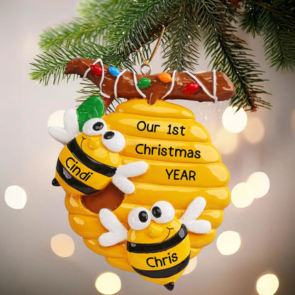 Honey Bees Couple Christmas Ornament