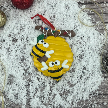 Honey Bees Couple Christmas Ornament