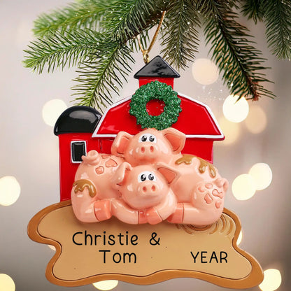 Pig Barn Christmas Ornament