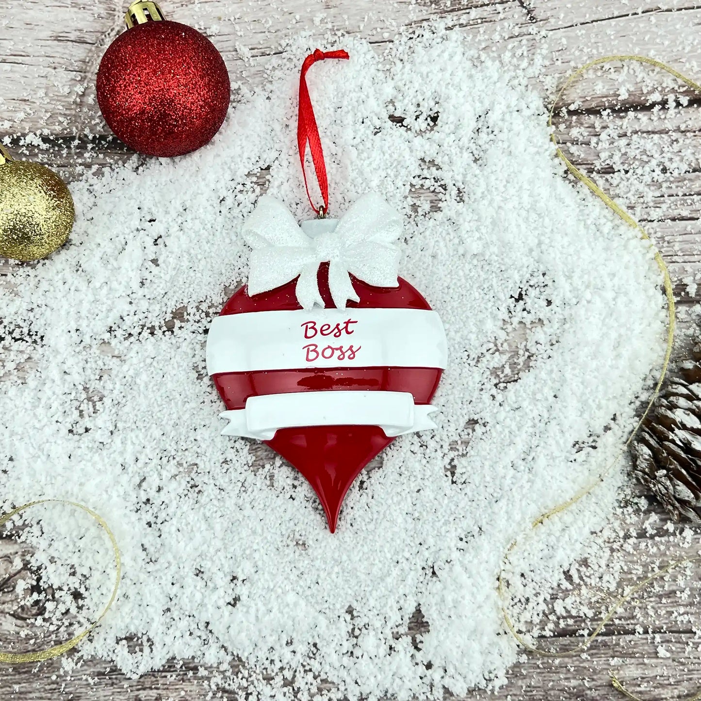 Best Boss Red Personalized Ornament