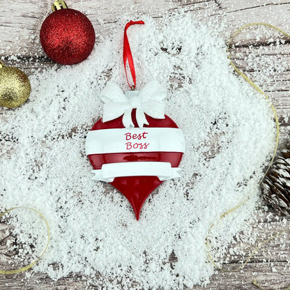 Best Boss Red Personalized Ornament