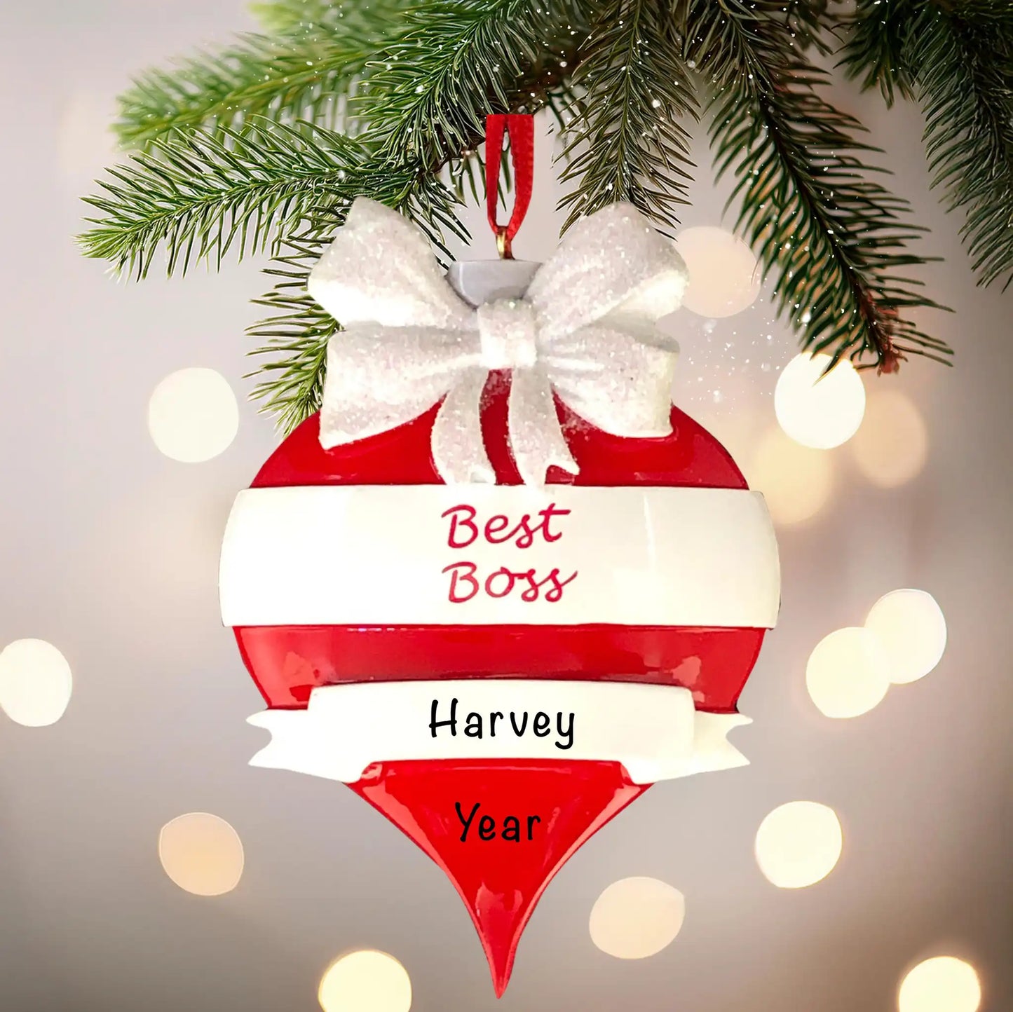 Best Boss Red Personalized Ornament