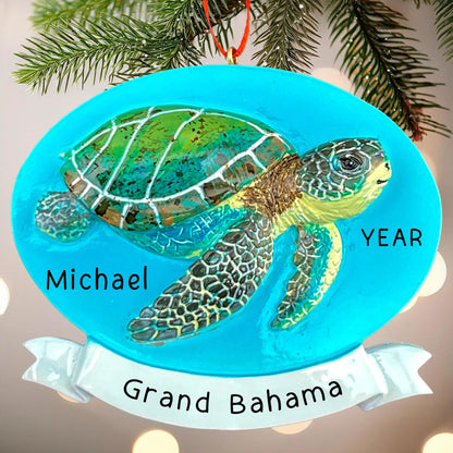 Sea Turtle Personalized Ornament - Deep Ocean