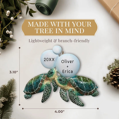Sea Turtle Personalized Couple Ornament