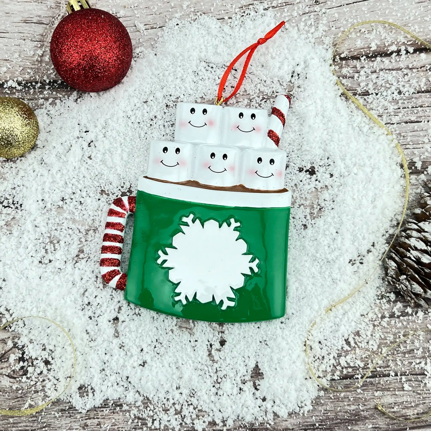 Adorno navideño de chocolate caliente para familias de 5 