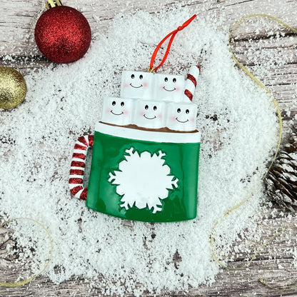 Adorno navideño de chocolate caliente para familias de 5 
