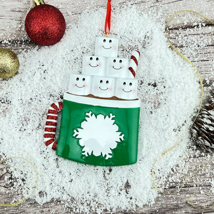 Hot Cocoa Family of 6 Personalized Ornament