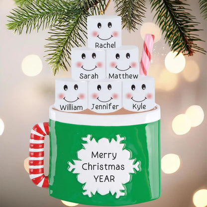 Hot Cocoa Family of 6 Personalized Ornament