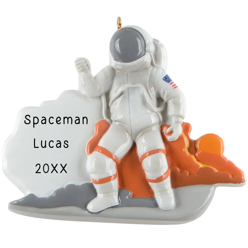 Personalized astronaut Christmas ornament, hand-painted astronaut in a space suit with custom name and year laser engraved