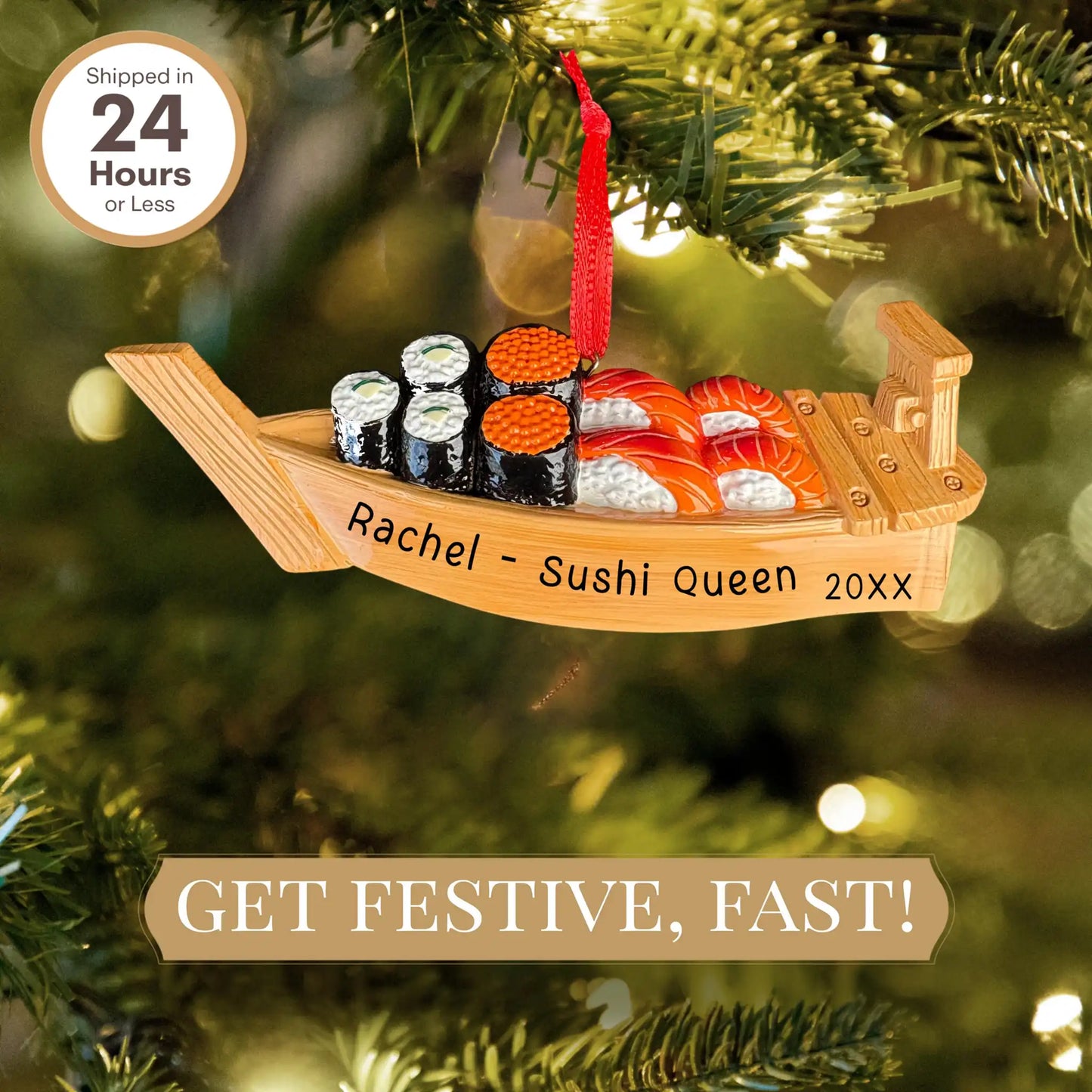 Sushi Boat Personalized Ornament
