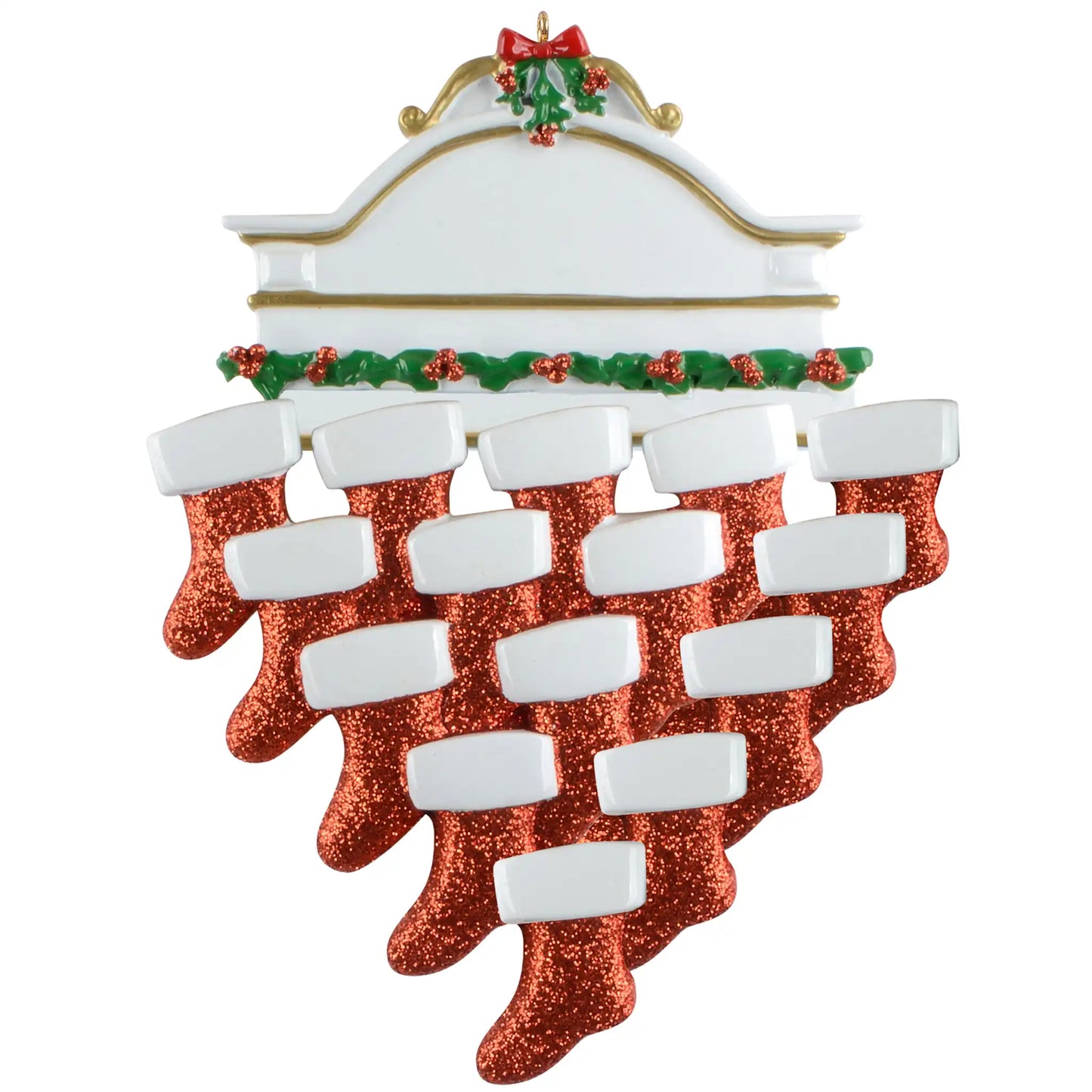 Red Stocking Family of 15 Personalized Ornament