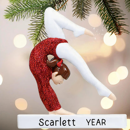 Gymnastics Girl Personalized Ornament - Glitter
