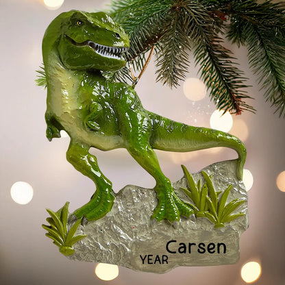 Dinosaur Christmas Ornament - Stone Base
