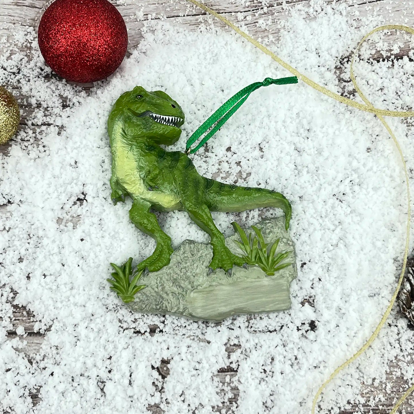Dinosaur Christmas Ornament - Stone Base