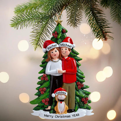 Cute Couple with Cat Personalized Ornament