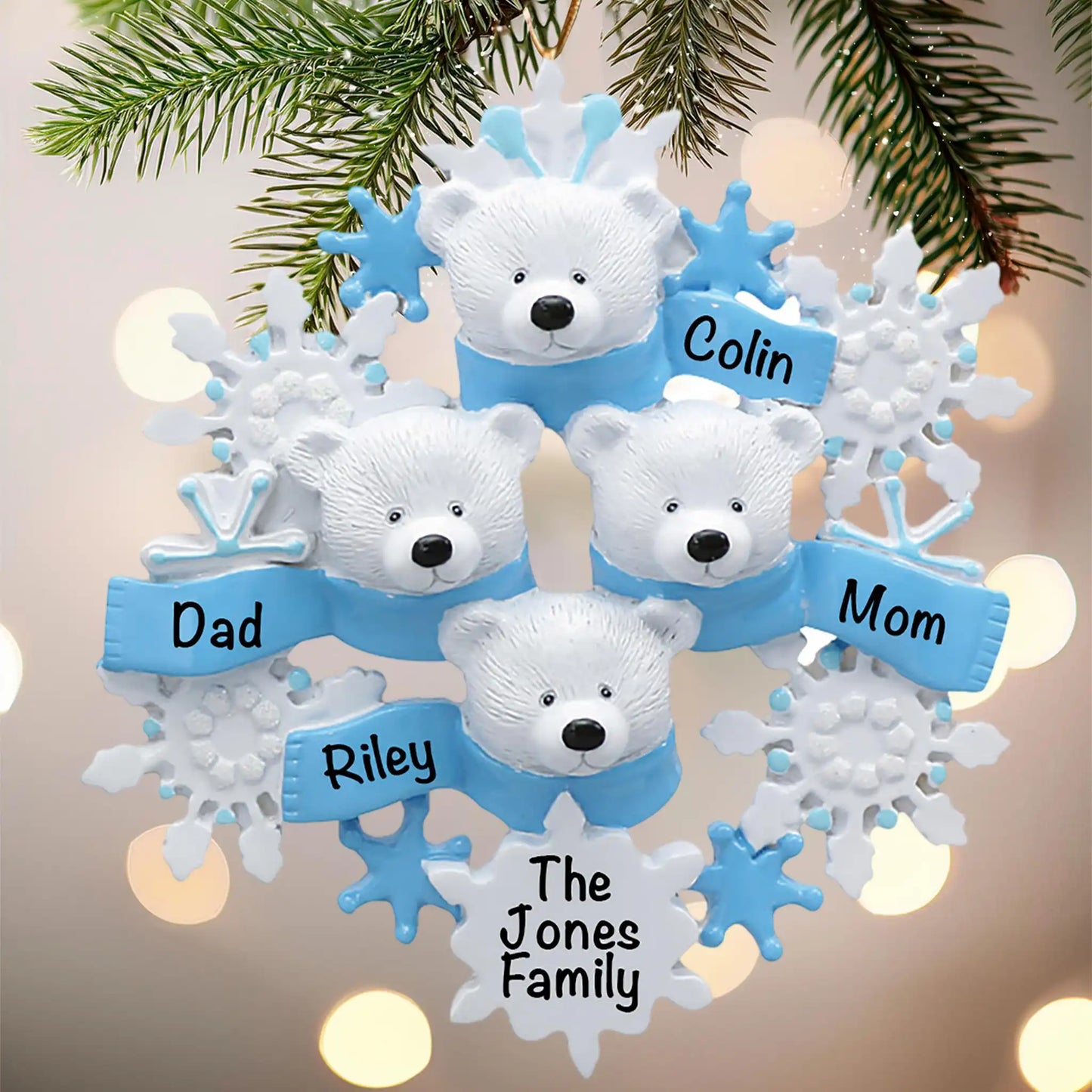 Polar Bear Family Of 4 Christmas Ornament