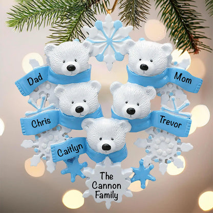 Polar Bear Family Of 5 Christmas Ornament