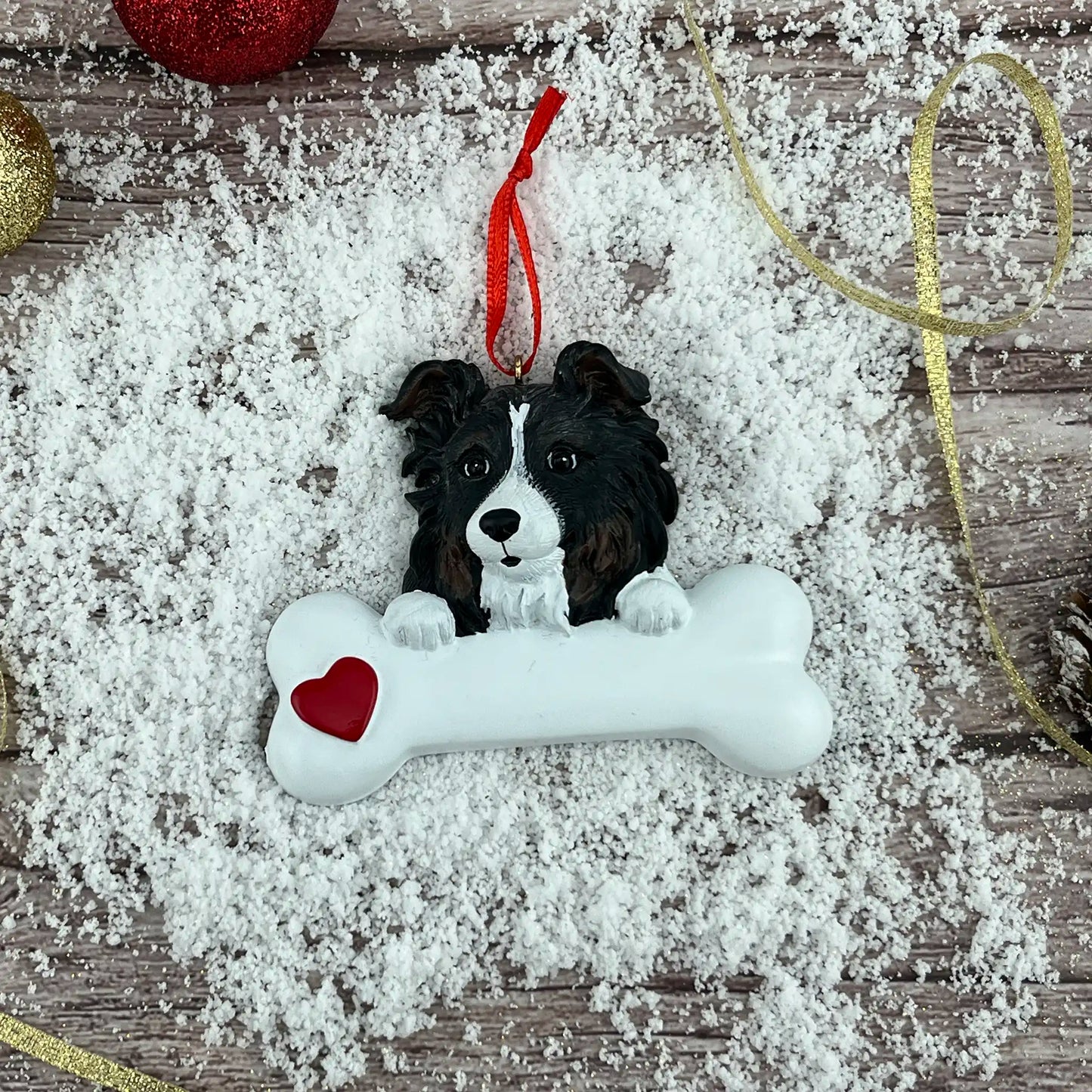 Australian Sheepdog Dog Bone Christmas Ornament