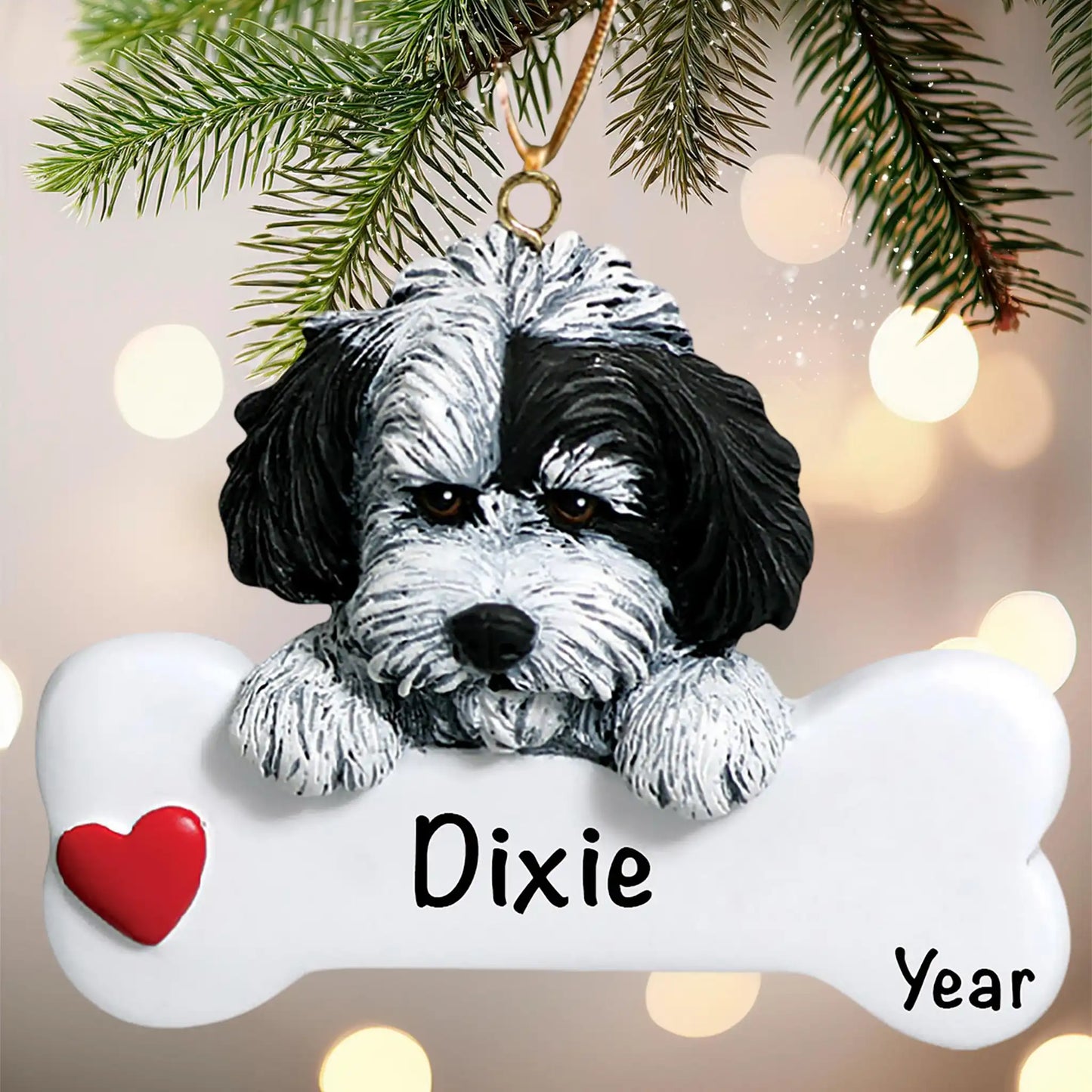 Havanese Dog Bone Christmas Ornament