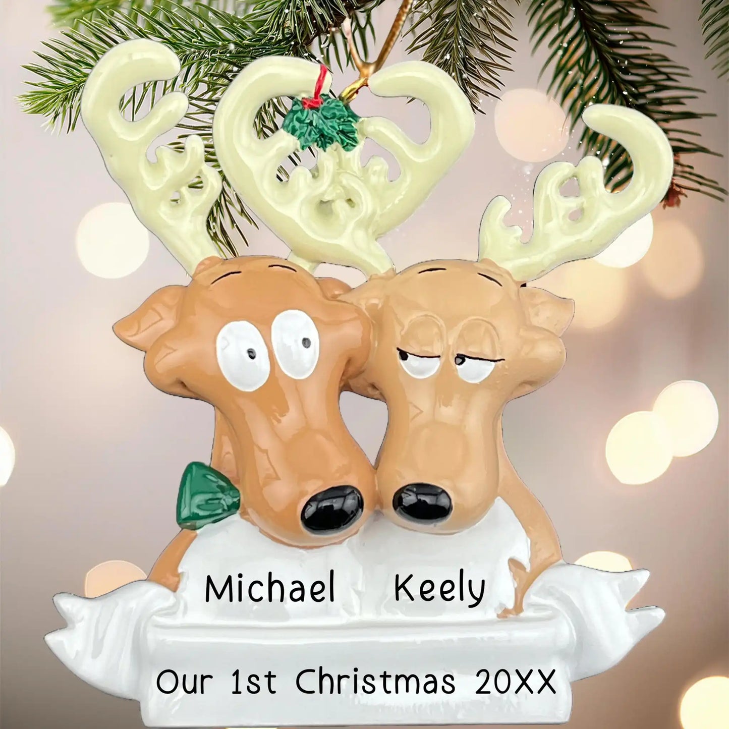 Reindeer Couple Christmas Ornament