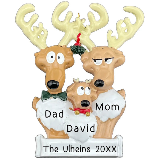 Reindeer Family of 3 Christmas Ornament