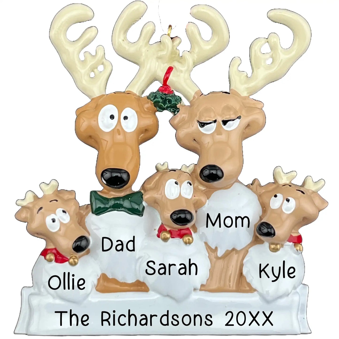 Reindeer Family of 5 Christmas Ornament