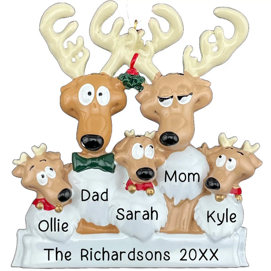 Reindeer Family of 5 Christmas Ornament