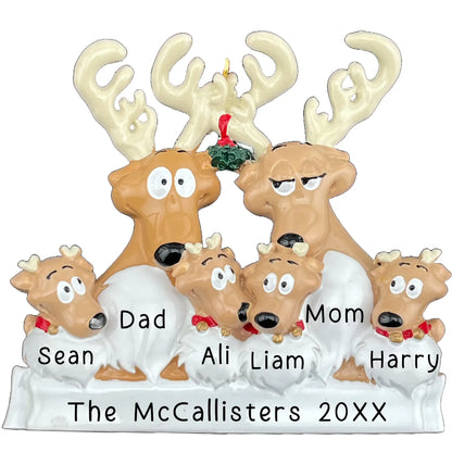 Reindeer Family of 6 Christmas Ornament