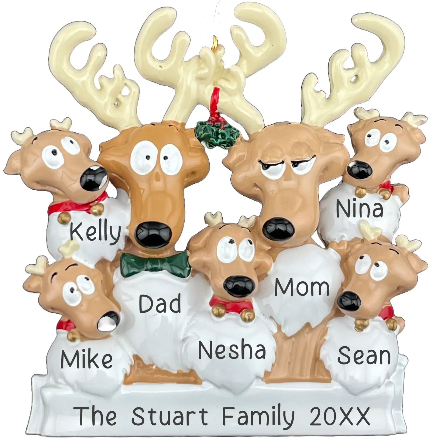 Reindeer Family of 7 Christmas Ornament