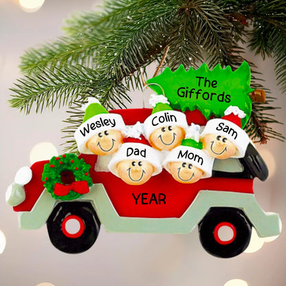 Adorno navideño de familia de 5 personas para coche