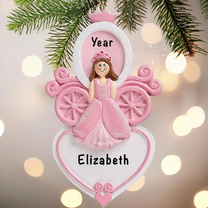 Princess Carriage Heart Personalized Ornament