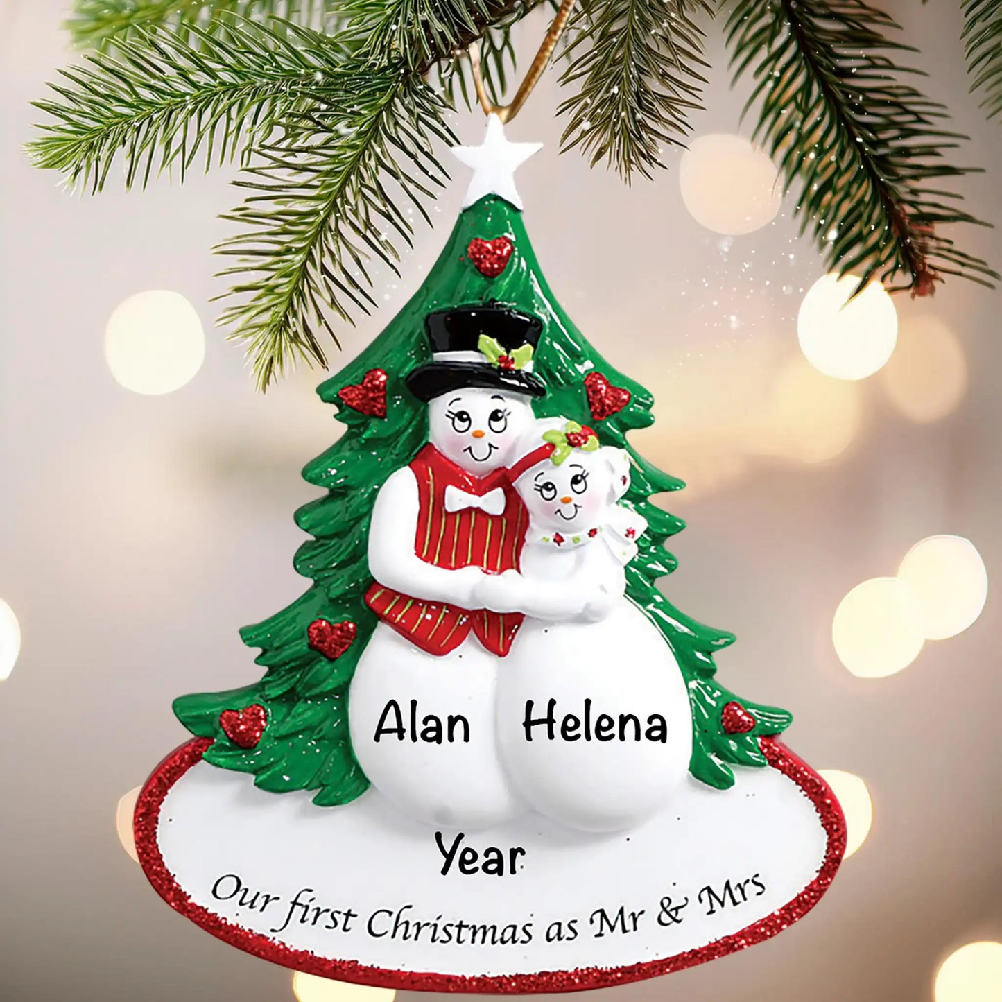 Snow Couple's 1st Christmas Personalized Ornament