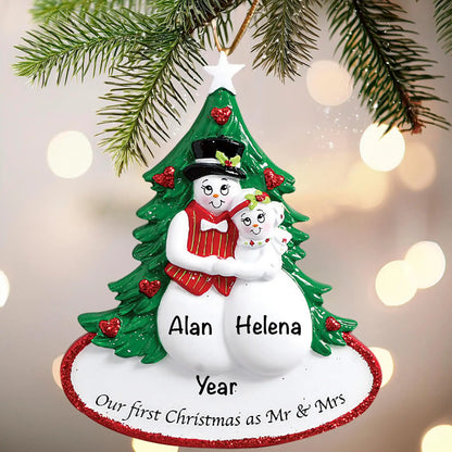 Snow Couple's 1st Christmas Personalized Ornament