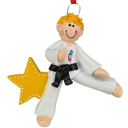 Karate MMA Guy Personalized Ornament - Blonde