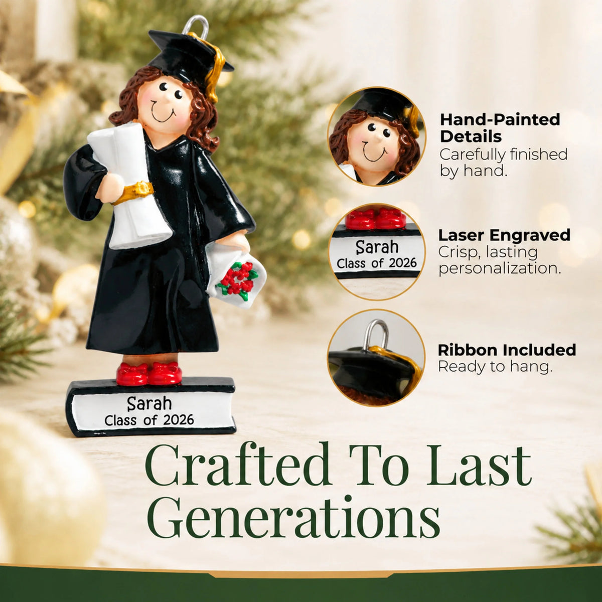 Graduation Girl Personalized Christmas Ornament