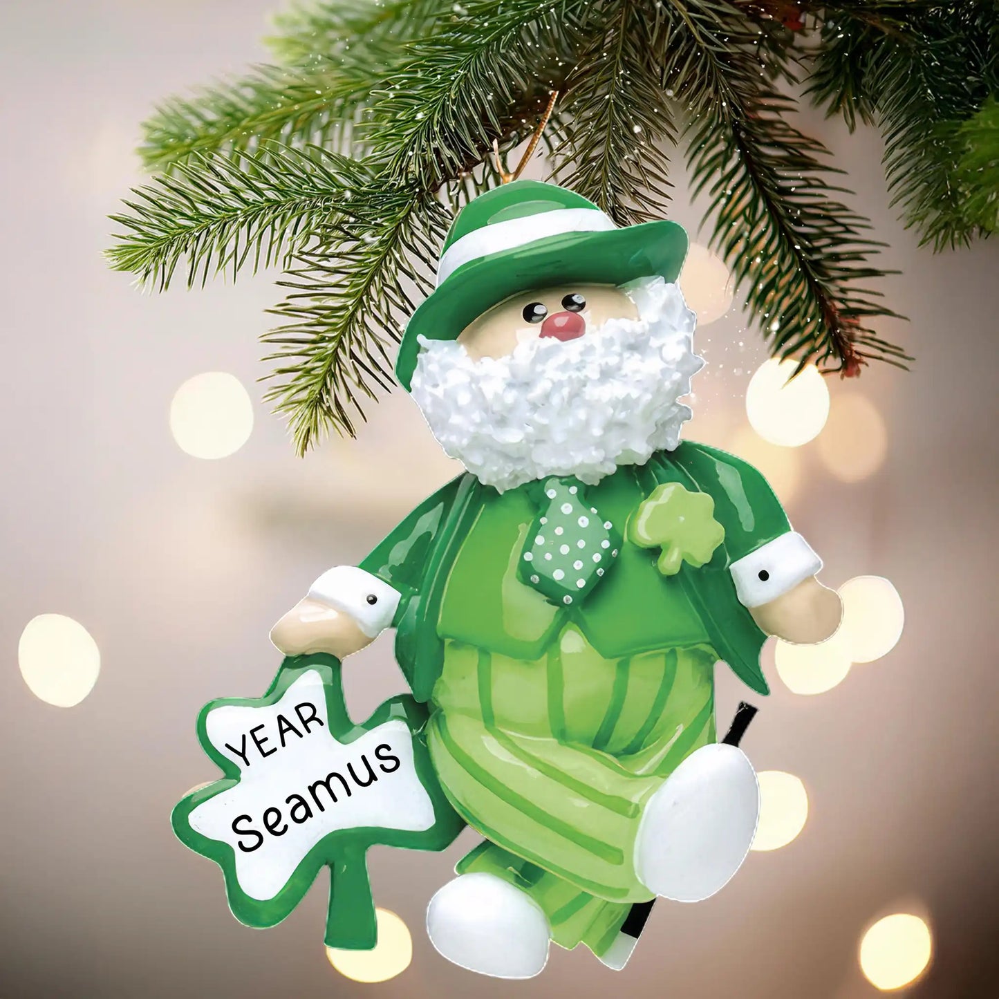 Irish Santa Christmas Leprechaun Personalized Ornament