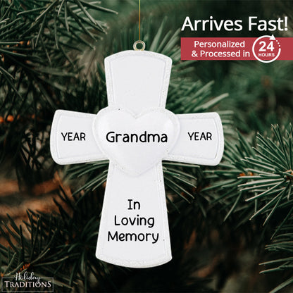 White Cross Personalized Ornament