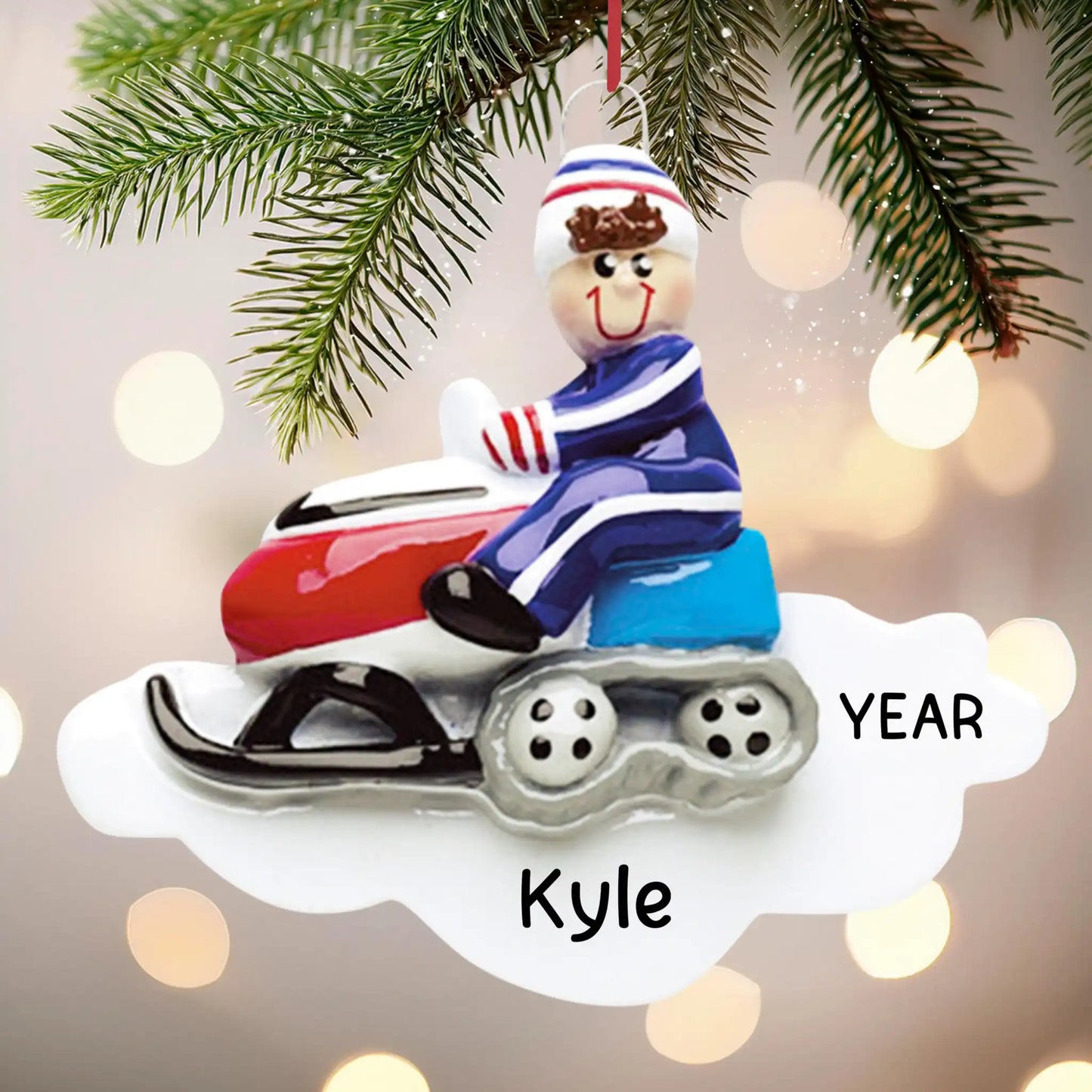 Adorno navideño de moto de nieve 