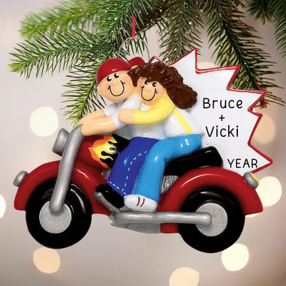 Motorcycle Couple Christmas Ornament
