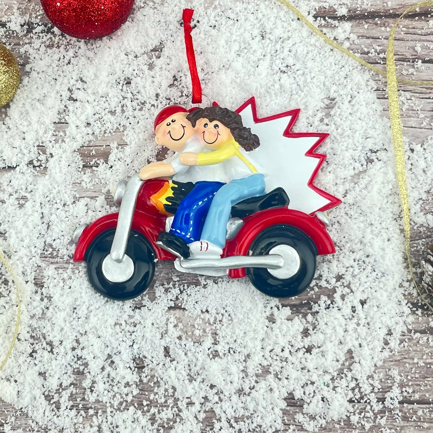 Motorcycle Couple Christmas Ornament