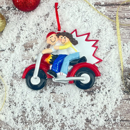 Motorcycle Couple Christmas Ornament