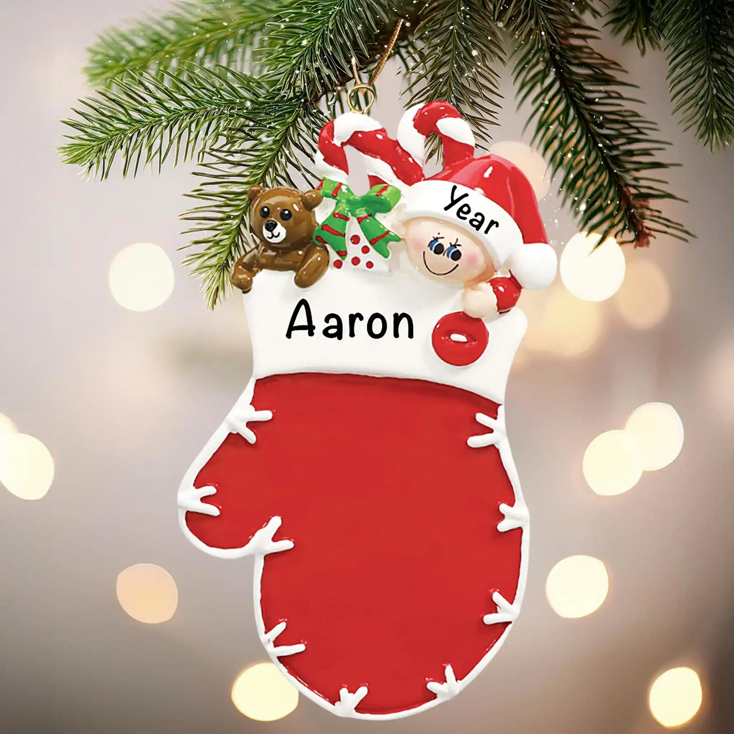 Red Baby Mitten Christmas Ornament