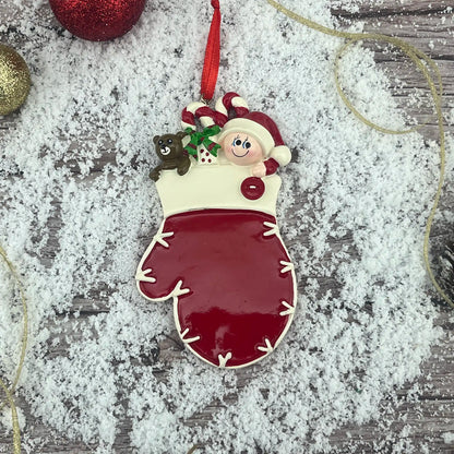 Red Baby Mitten Christmas Ornament